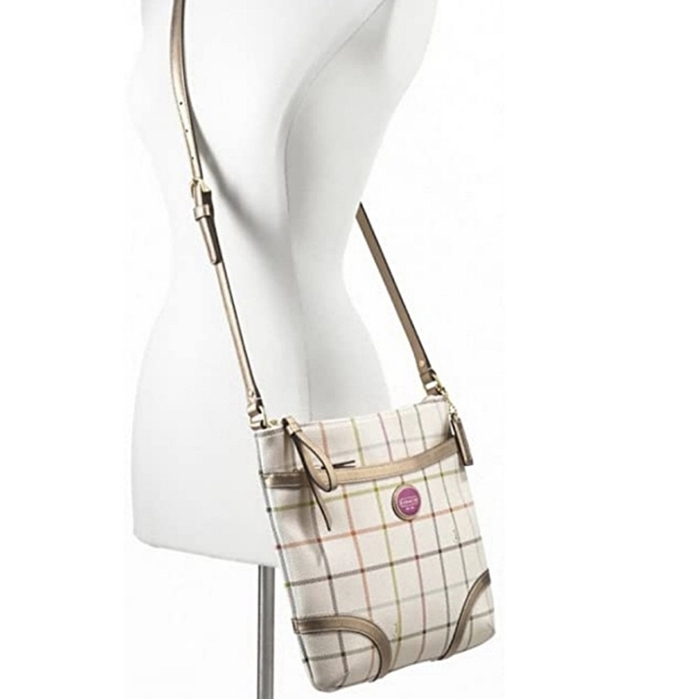 Vintage Coach Tattersall Rainbow Grid Crossbody Purse NOK 1173-F19175 - Picture 2 of 15